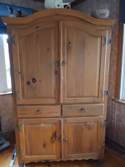Rustic pine armoire, View more