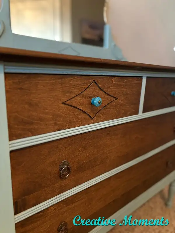 Antique Dresser with beveled Mirror - refinished in Dressers & Wardrobes in Calgary - Image 8