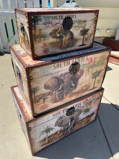 Set of 3 Safari-Themed Decorative Storage Crates, View more