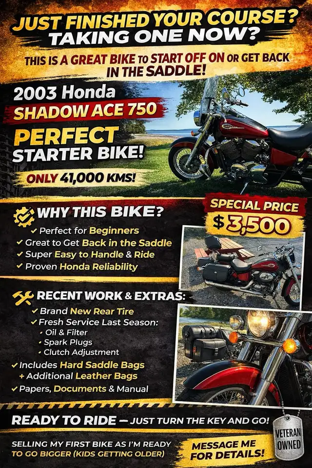 2003 Honda Shadow ACE in Street, Cruisers & Choppers in Saint John - Image 2