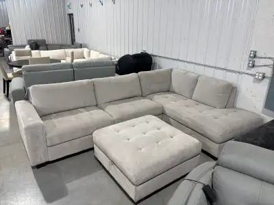 Fabric Sectional with Storage Ottoman - demo, View more