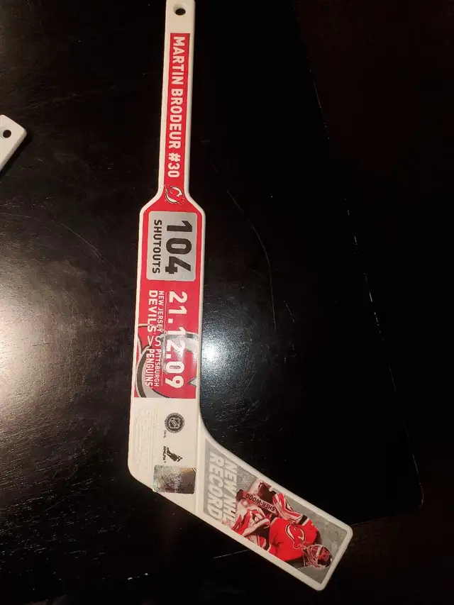 Martin Brodeur #30 Commemorative Goalie Mini Stick 104 Shutouts in Hockey in Hamilton - Image 2