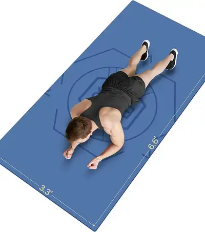 Black nuveti Large Exercise Mat (6'x 3'), Extra Wide Workout Mat, View more