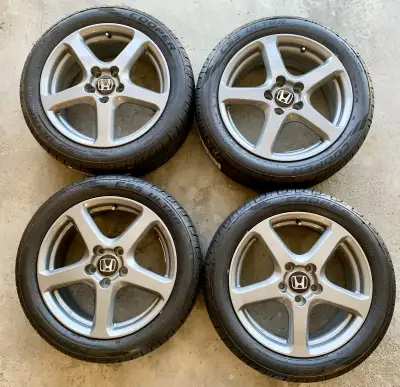 Honda 17x7 Aluminum Alloy Grey 5 Spoke [71738] Refurbished. 5x114.3. 55mm offset. Cooper Tires CS5 U...