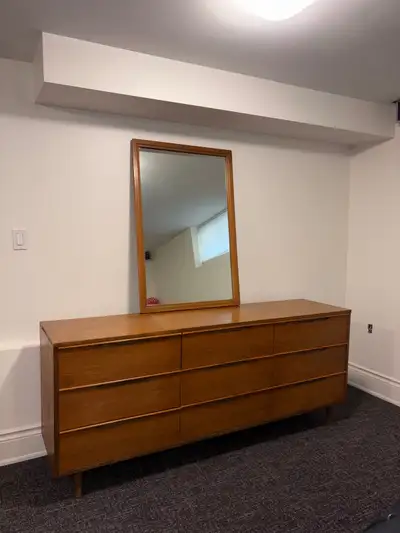 Vintage MCM 9-Drawer Dresser + Matching Mirror, View more