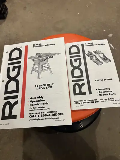 Ridgid 10” table saw, View more