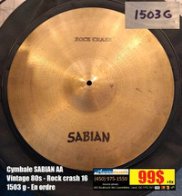 Cymbale SABIAN AA Vintage 80s rock crash 16 pouces