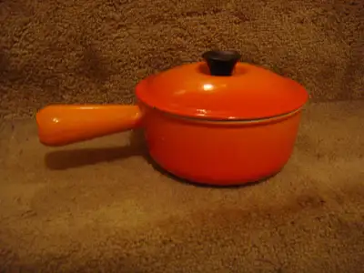 Vintage Le Creuset Flame Saucepan with Lid, View more