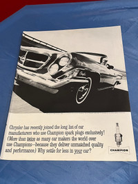1962 Champion Spark Plug Chrysler 300 H Original Ad