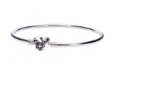 Pandora Heart/Butterfly Bangle Sterling Silver w Clear Zirconia