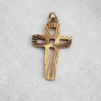 10k Gold Cross 1.37g Approx 1" x 1/2" For Necklace 