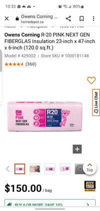 Bag of pink R20 insulation 