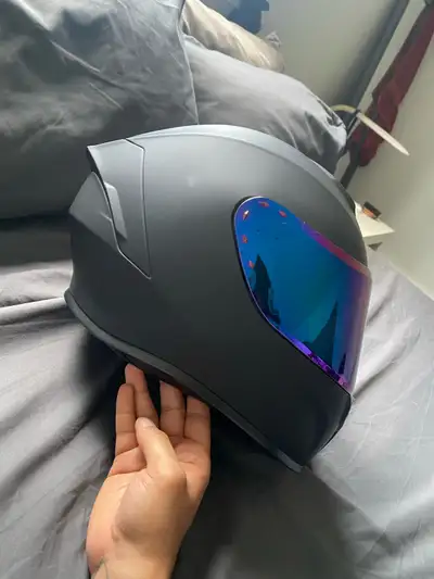  motorcycle gloves and helmet, View more