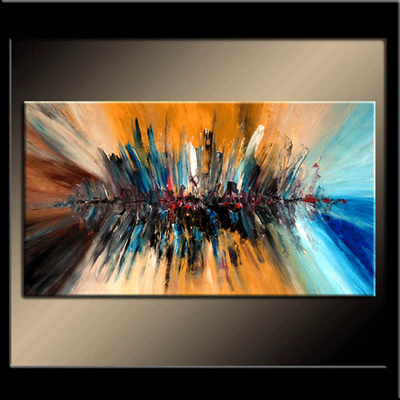 Metropolis 46"x26" Original Art Cityscape Abstract Painting, View more