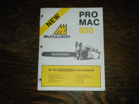 McCulloch 800 Pro Mac Chainsaw Information Sheet
