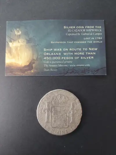 Large silver shipwreck coin, View more