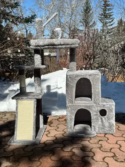 50” Light Grey Cat Tree with Scratching Board – Brand New, View more