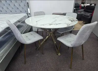 Dinning Table (Marble Top) + 4 Chairs, View more