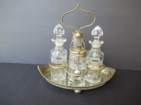 Old Glass Cruet Set with Stand