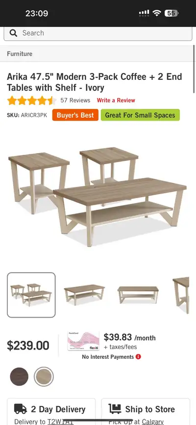 brand new the brick coffee table and two side tables , View more