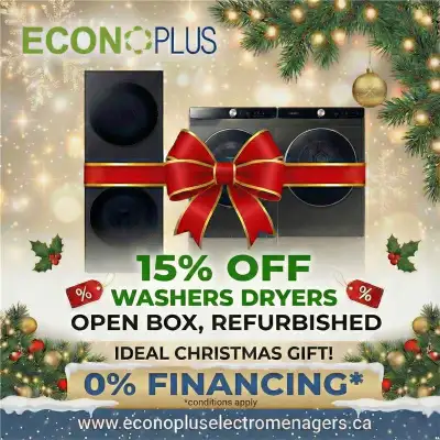 Econoplus Holiday Season Open Box Washer& Dryers 15% off, View more