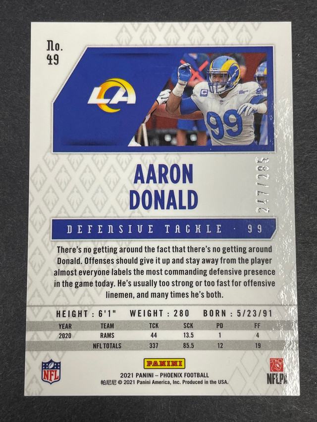 Aaron Donald 2021 Limited Edition Card! in Arts & Collectibles in Windsor Region - Image 2