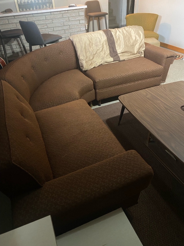 Retro Sectional, Chair, Footstool and Coffee Table in Multi-item in Kitchener / Waterloo