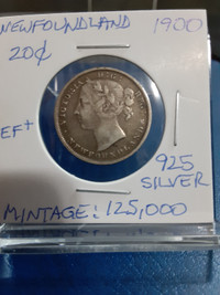 1900 Newfoundland 20 Cents Silver Coin