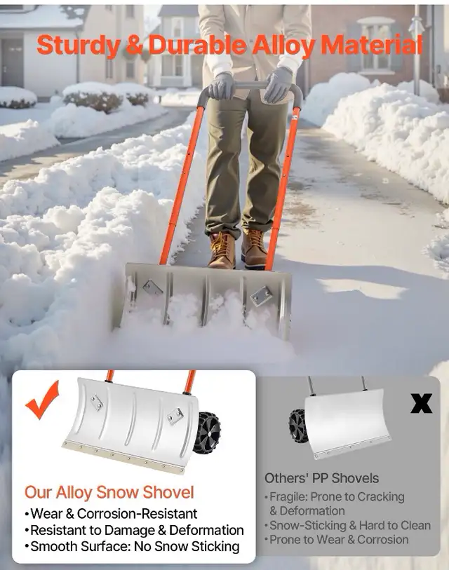 Snow Shovel Heavy-Duty Metal Adjustable  Wheeled Snow Remover in Outdoor Tools & Storage in Cornwall - Image 9