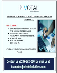 TEMPORARY ACCOUNTING ASSISTANT POSITION - TORONTO!