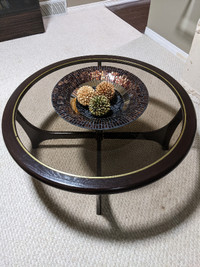 Round Wood & Glass Coffee Table