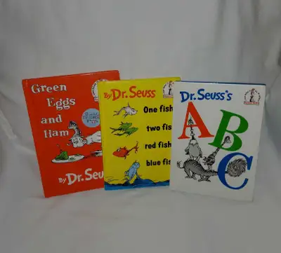 3 Dr Seuss Children's Books, Green Eggs & Ham, One Fish Two Fish, ABC Book Titles: Green Eggs & Ham...