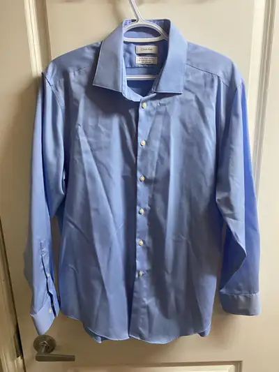 Men’s Calvin Klein Blue Dress Shirt Size 16.5 32/33 W-22” L-30” , View more