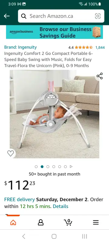 Ingenuity Comfort 2 Go Compact Portable Baby Swing with Music. in Playpens, Swings & Saucers in City of Halifax - Image 4
