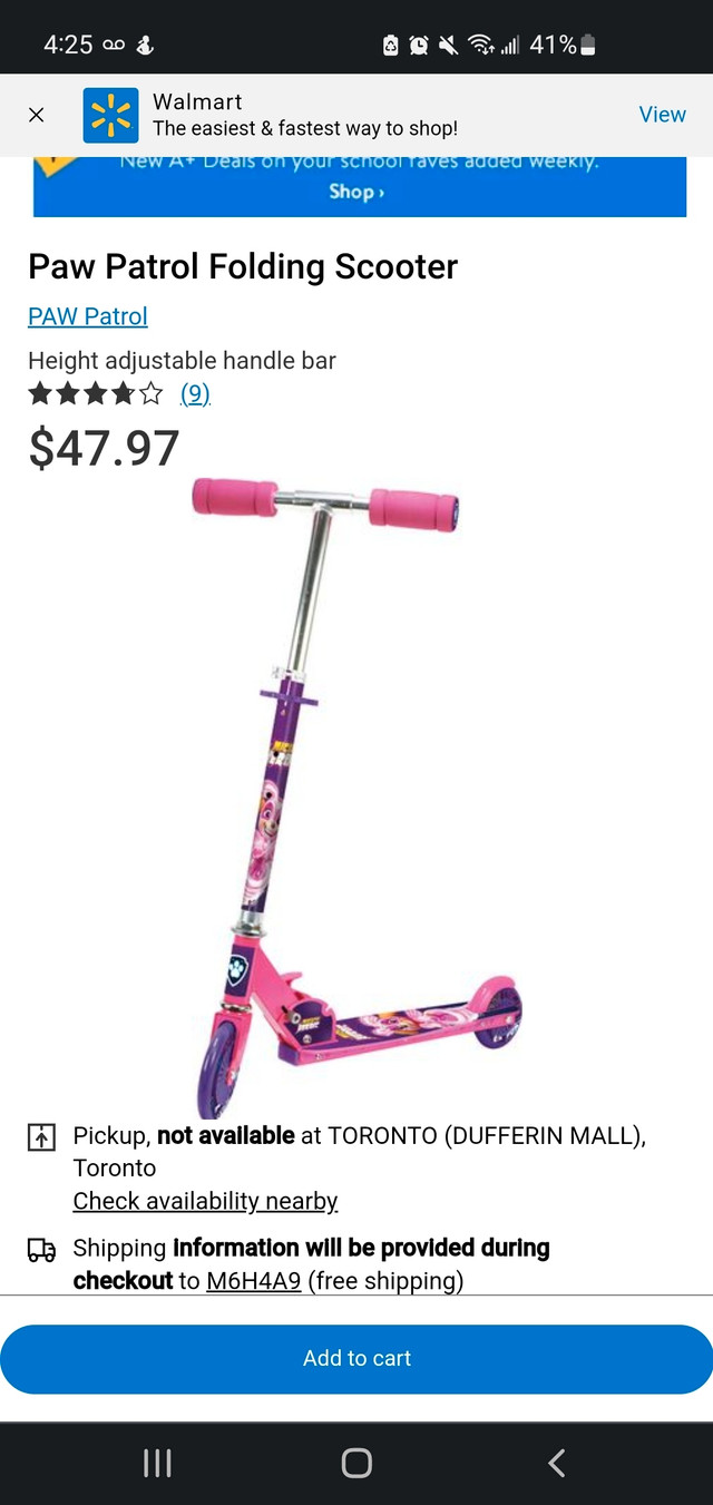 Girls paw patrol scooter  in Kids in Hamilton - Image 2