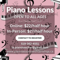 Piano Lessons Online or In Person - RCM Certified Teacher