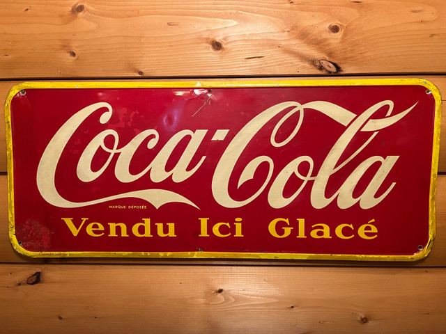 Enseigne Coca-Cola vintage sign 1947 12’’ x 29’’ in Arts & Collectibles in Gatineau