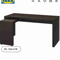 MALM black-brown desk with pull-out panel
