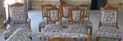 Well over 120 years old, this set was professionally re-upholstered in the traditional style by an a...