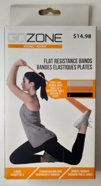 GoZone 3-Pack Flat Resistance Bands – Black/Orange/White