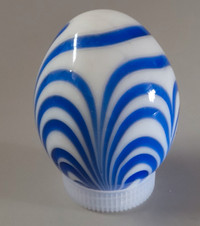 Vintage Blown Glass Egg with Blue Swirls