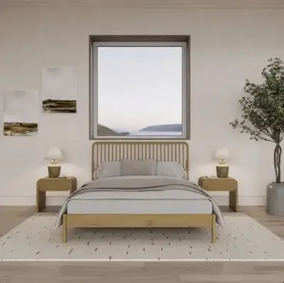 New Solid Wood Spindle Headboard Bed Frame Queen size, View more
