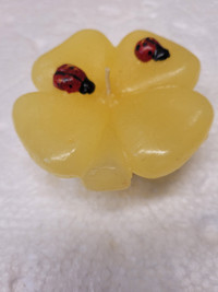 Lucky four Leaf Clover Candle with Lady Bugs