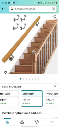 *BRAND NEW* Indoor Stair Handrail 6 Feet, Natural Wood Stairway 