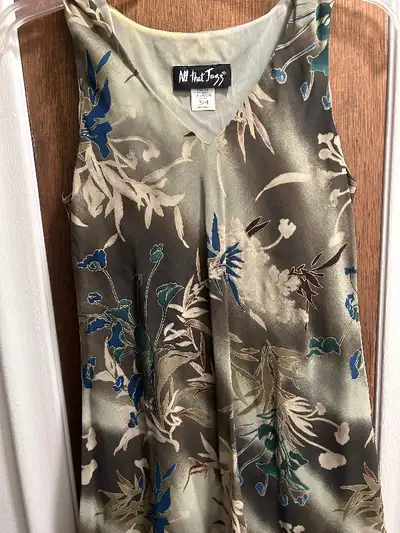 Olive green/ floral mini dress (small), View more