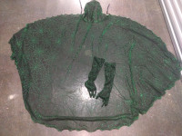 halloween: hooded cape with sparkly green webs and elbow gloves
