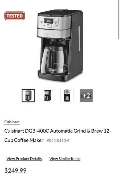 Cuisinart DGB-400C Automatic Grind & Brew 12-Cup Coffee Maker, View more