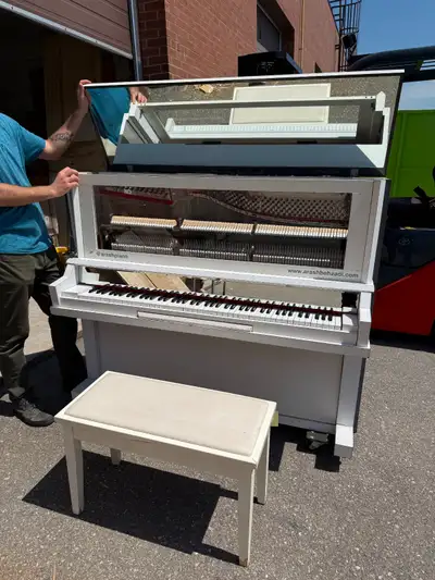 Unique Custom White Upright Piano – Pan Am Games Piece | $3,200 (Firm) Selling a one-of-a-kind custo...