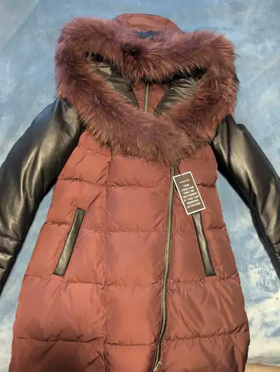 Danier Down Coat with  genuine leather sleeves, View more