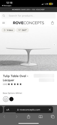 Brand New ROVE CONCEPTS Oval Tulip Dining table 